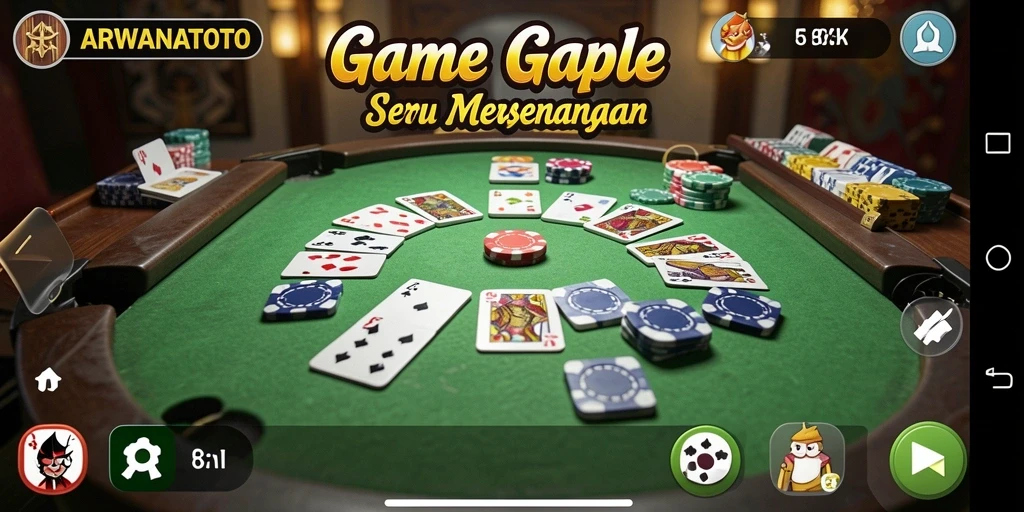 Tampilan gameplay seru ARWANATOTO dalam permainan Gaple.
