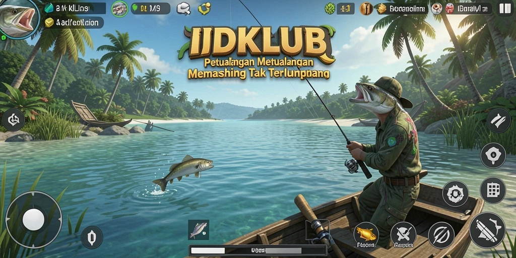 Screenshot IDKLUB menampilkan aksi seru saat memancing di laut.