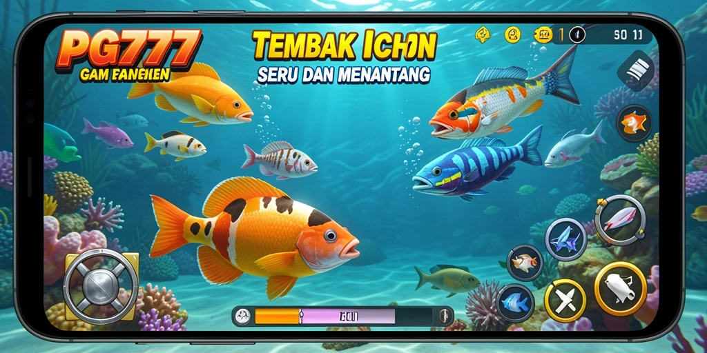 Screenshot PG777 menampilkan aksi seru dalam permainan Tembak Ikan.