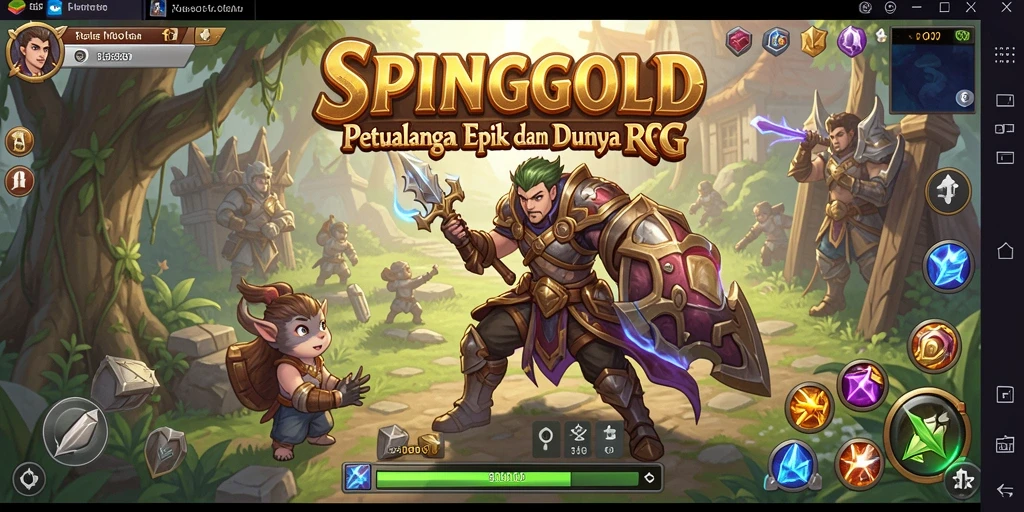 Screenshot gameplay SPINGOLD menampilkan aksi seru dalam pertarungan RPG.