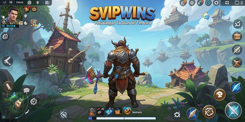 Tangkapan layar gameplay SVIPWINS menunjukkan eksplorasi dunia terbuka yang luas.